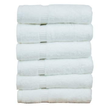 Luxury Hotel & Spa Towel 100% Genuine Turkish Cotton (White, Hand Towel  - Set of 6)
