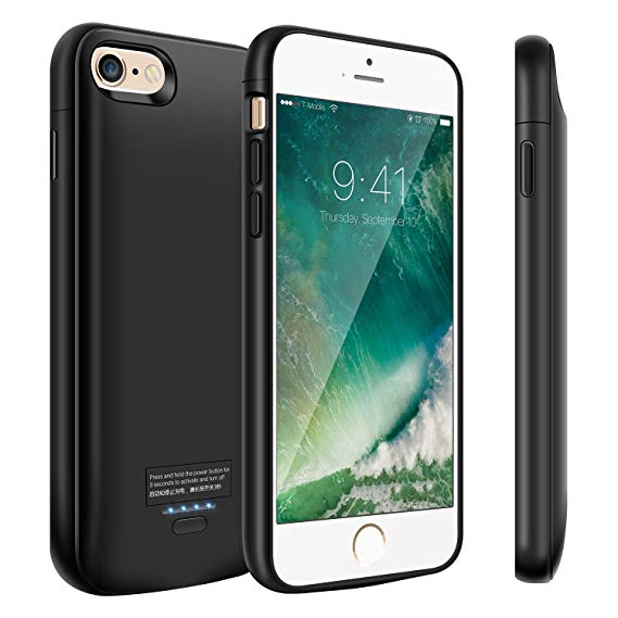 Battery Case for iPhone 6/6s, Kunter 4000mAh Portable Charger Case, Rechargeable Extended Battery Charging Case for iPhone 6/6s(4.7inch)-Black