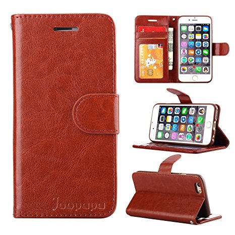 iPhone 5s Case, iPhone 5 Case,Joopapa iPhone 5s/5 Wallet Case, Luxury Fashion Pu Leather Magnet Wallet Flip Case Cover with Built-in Credit Card/ID Card Slots for 5s 5G 5 (Brown)
