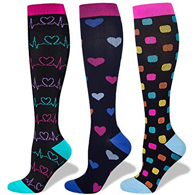 Compression Socks for Women Nurse, 2/3 Pairs, Graduated 20-30 mmHg Knee High Stocking, Fits for Nurse, Doctor, and Pregnancy, Reduce Fatigue, Swelling, Shin Splints