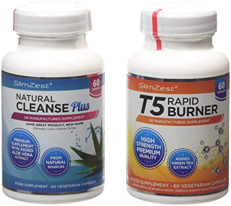 SlimZest T5 Rapid Burner and Colon Cleanse Detox Pills - Pack of 120
