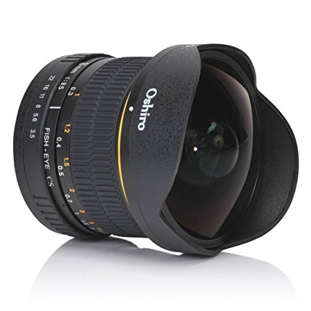 Oshiro 8mm f/3.5 LD UNC AL Wide Angle Fisheye Lens for Nikon D5, D4S, DF, D4, D3X, D810, D800, D750, D610, D600, D500, D7200, D7100, D5500, D5300, D5200, D5100, D3300 and D3200 Digital SLR Cameras