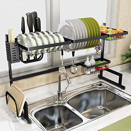 Sink Rack Dish Drainer for Kitchen Sink Racks Stainless Steel Over The Sink Shelf Storage Rack (Sink size ≤ 32 1/2 inch)