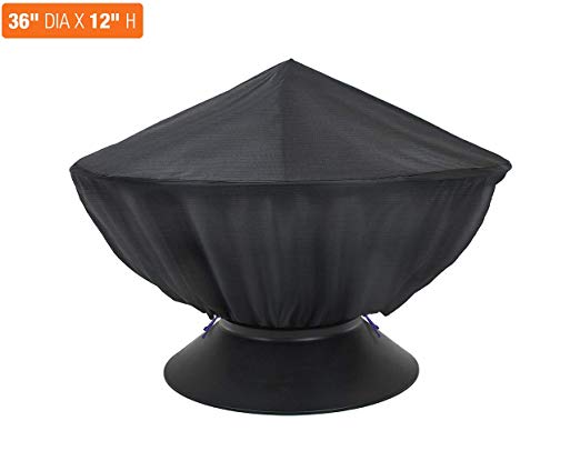 Sorbus Fire Pit Cover, Round 36-Inch Diameter, Heavy Duty Waterproof, Perfect for Home, Patio, Lawn, Garden Furniture, Carry Bag Included (Black)