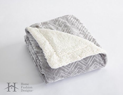 Premium Reversible Berber and Sculpted Velvet Plush Luxury Blanket. High-End, Soft, Warm and Silky Bed Blanket. By Home Fashion Designs Brand. (Full / Queen, Pewter)