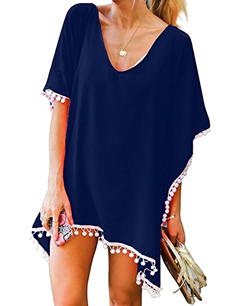 Oryer Womens Chiffon Tassel Beachwear Stylish Swimwear Bikini Swimsuit Cover up