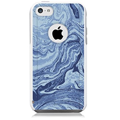 iPhone 5c Case White Marble Blue [Dual Layered Hybrid] Protective Commuter Case for iPhone 5c White Case by Unnito