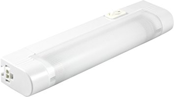 GE Slim Line 8 inch Fluorescent Light Fixture, Plug-In, Linkable, On/Off Switch, Ideal for Kitchen, Utility Room, Basement, Workshop and Garage, 10167