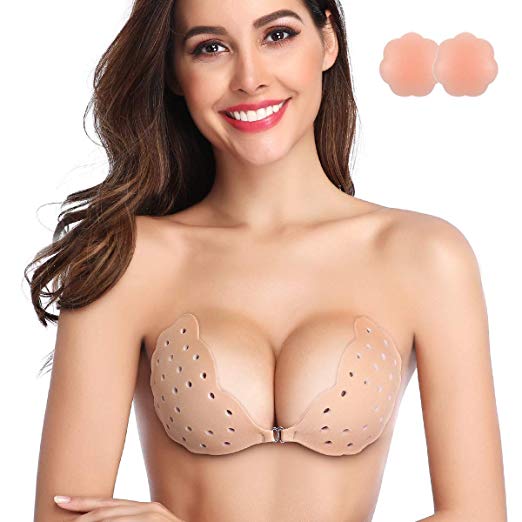 SHINYMOD Strapless Bra, Breathable Sticky Adhesive Push Up Backless Bras Invisible