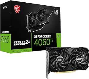 MSI GeForce RTX 4060 Ti 8G VENTUS 2X BLACK E1 OC デュアルファン 2スロットサイズ PCIe4.0接続 グラフィックスカード VD8839