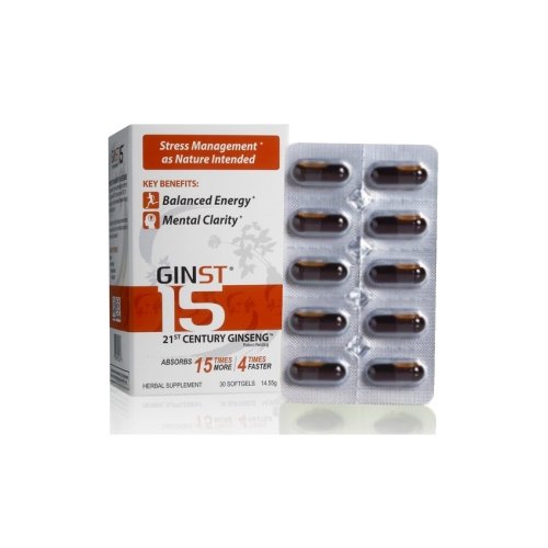 Ginst-15 Metabolized Ginseng, Clinically Proven, Contains 30 Vegan Capsules.