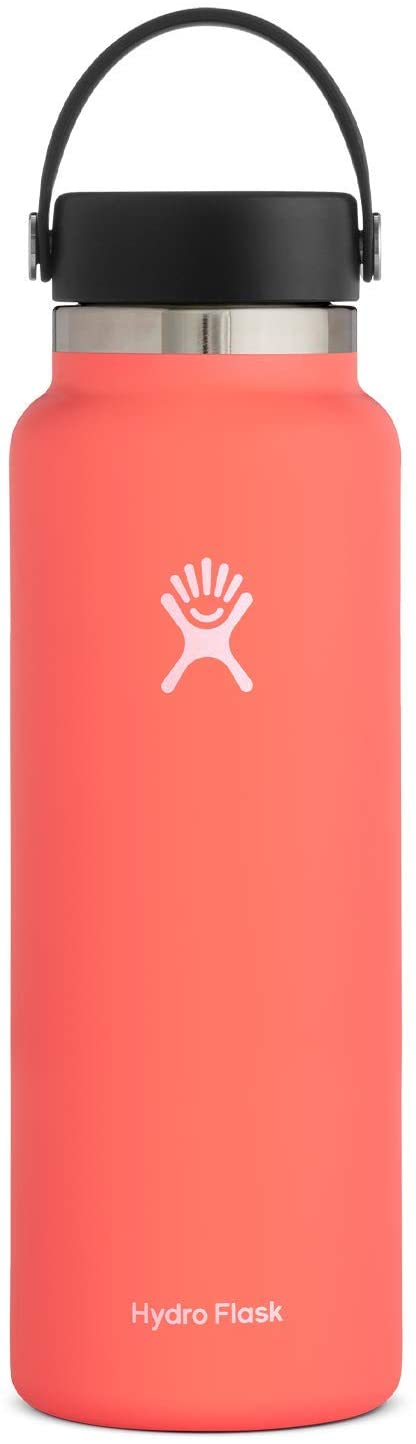 Hydro Flask Water Bottle - Stainless Steel & Vacuum Insulated - Wide Mouth 2.0 with Leak Proof Flex Cap - 40 oz, Hibiscus