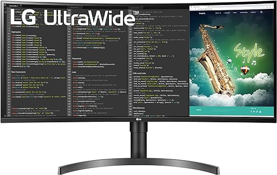 LG Electronics UltraWide Curved Monitor 35WN73AP-B, 35 inch, 1440p, 100Hz, 5ms, VA Display, HDR 10, AMD FreeSync, Energy Saving, HDMI, Displayport, USB C, Anti Glare