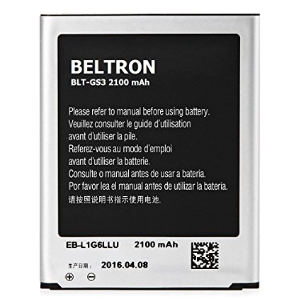 New Replacement Battery for Samsung Galaxy S3 SIII (I747 I535 L710 T999) EB-L1G6LLA - BELTRON BLT-GS3