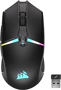 CORSAIR NIGHTSABRE WIRELESS RGB FPS/MOBA Gaming Mouse – 26,000 DPI – 11 Programmable Buttons – Up to 100hrs Battery – iCUE Compatible – PC, PS5, PS4, Xbox – Black