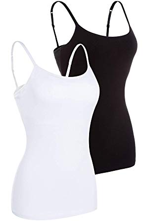 maysoul Women Basic Solid Camisole Shelf Bra Tank Top Adjustable Spaghetti Camis