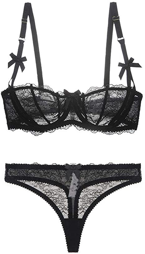 Varsbaby Women's Lumiere Lace Unlined Balconette Bra and Panty Set