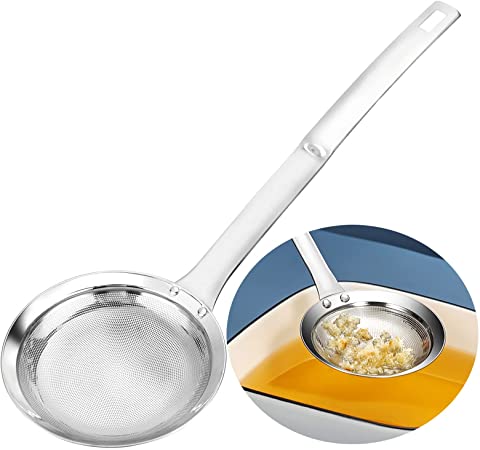 TBWHL Multi-functional Hot Pot Fat Skimmer Spoon - Stainless Steel Fine Mesh Food Strainer for Skimming Grease and Foam DIA 3.7"