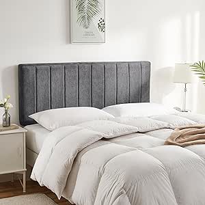 Upholstered Queen Headboard - Easy Assemble Channel Stitched Headboard Queen Size - Wall Mounted Headboard with 3D Soundproof Wall Panels Peel & Stick Floating Headboards for Queen Size Bed - Grey