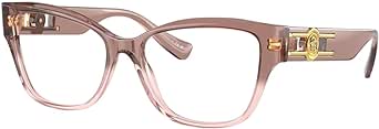 Versace ICONIC VE 3347 5435 Transparent Pink Plastic Cat-Eye Eyeglasses 52mm