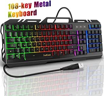 Gaming Keyboard, TedGem Gaming Keyboards USB Wired Keyboard LED Backlit Keyboard, Keyboard Gaming with 12 Multimedia Shortcut Keys 19-Key Anti-Ghosting for PC/Computer/Laptop Gamer