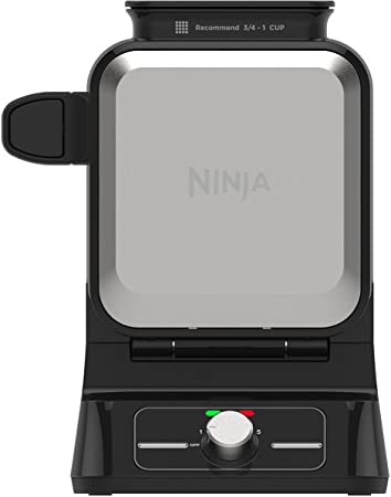 Ninja BW1000C Belgian Waffle Maker, Nonstick, 5 Shade Settings, Easy to Clean, Black/Silver, 12 inch