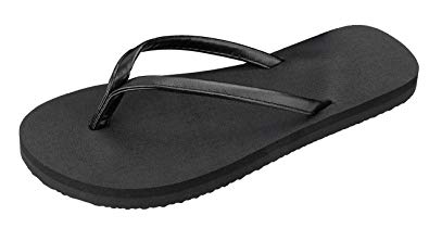 iLoveSIA Women's Flip Flops PU Leather Thongs Black