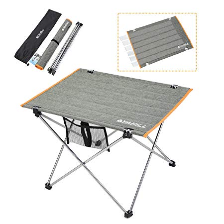 YAHILL Aluminum Folding Collapsible Camping Table Roll up 3 size with Carrying Bag for Indoor and Outdoor Picnic, BBQ, Beach, Hiking, Travel, Fishing