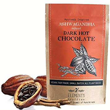 Elements Truffles Ashwagandha Infused Dark Hot Chocolate - All-Natural, Handmade, Small-Batch Dark Hot Chocolate Mix With Ecuadorian, Fair Trade, Organic Cacao Powder - Vegan Hot Cocoa Mix - 8 Ounces
