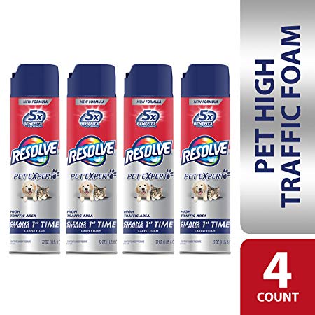 Resolve Pet High Traffic Carpet Foam, 88 oz (4 Cans x 22 oz), Cleans Freshens Softens & Removes Stains