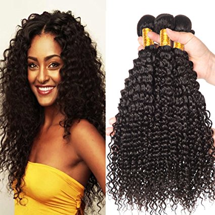BAINUO 8A Grade Peruvian Kinky Curly Virgin Hair 4 Bundles Unprocessed Deep Curly Weave Human Hair Extensions Natural Color Can Be Dyed and Bleached (4pc8 10 12 14)