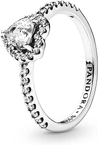 Pandora Timeless Heart sterling silver Elevated Heart ring with clear cubic zirconia