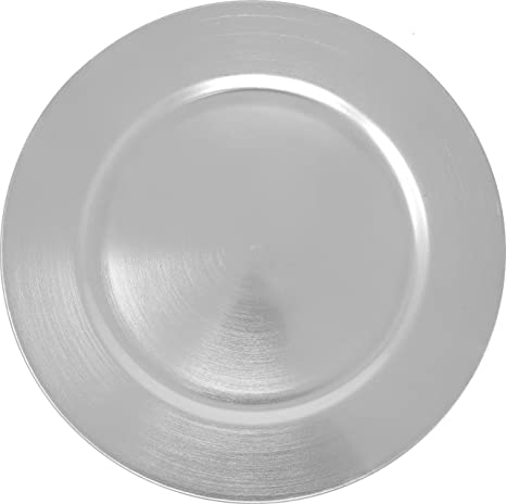 Metallic Foil Charger Plates - Set of 6 - Made of Thick Plastic - Silver