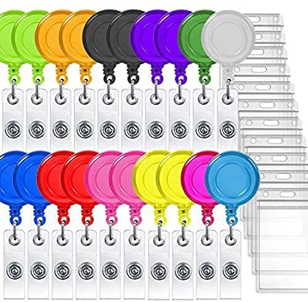 Selizo Retractable Badge Holder Reel Clip with ID Card Holders (20)
