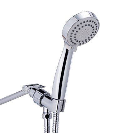 CO-Z Handheld High Pressure 3-way Chrome Wall Mounted Shower Head for Bathroom with 60” Flexible Stainless Steel Hose, Angle Adjustable Bracket, Free Washers and Teflon Tape