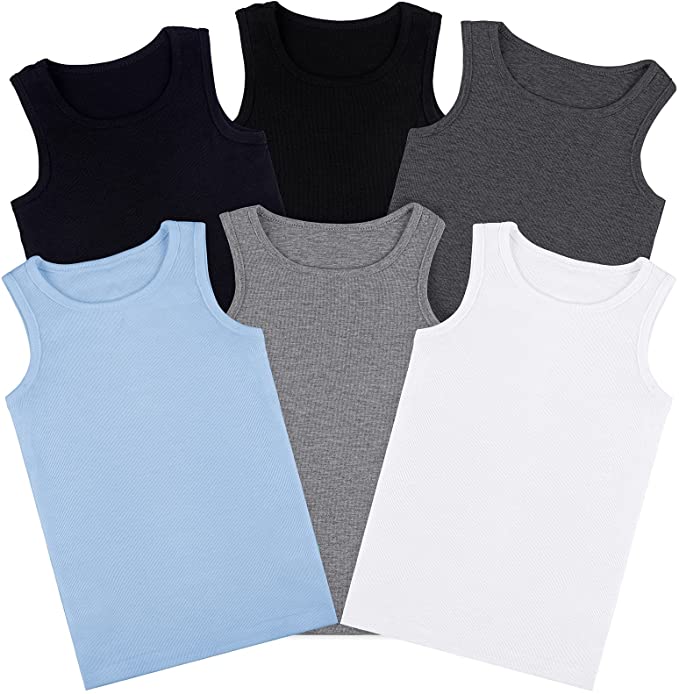 Cooraby 6 Pack Toddler Tank Top Kids Undershirts Soft Undershirt for Boys and Girls