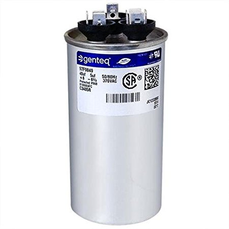 FAST SHIPPING! GE Capacitor round 40/5 uf MFD 370 volt 97F9849 (replaces old GE# 97F9849BZ3, 97F9849BX), 40   5 MFD at 370 volts