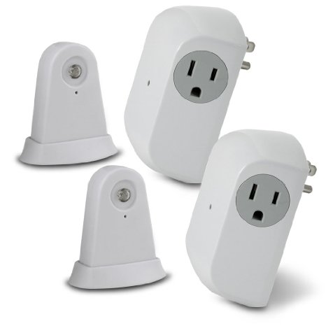 Set of 2 - Utilitech Wireless Dusk-to-Dawn Security Light Control with Outlet Receiver
