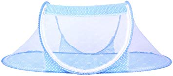 CHRISLZ Ultra Thin Summer Mosquito Net for Children Portable Folding Baby Travel Bed Crib Baby Cots Newborn Foldable Crib (Blue-Thin)