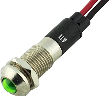 Alpinetech PL8B 8mm 5/16" 6V DC LED Metal Signal Indicator Pilot Dash Light (Green)