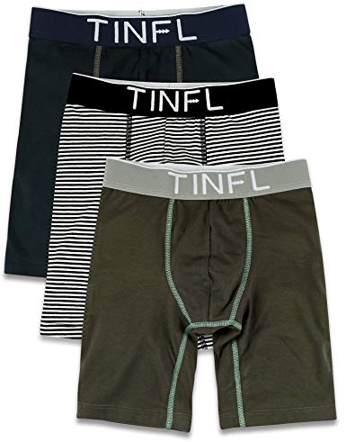 TINFL 8-16 Years Big Boys 100 Cotton Long-Leg Boxer Briefs 3 Pack Wide Band Underwear Set