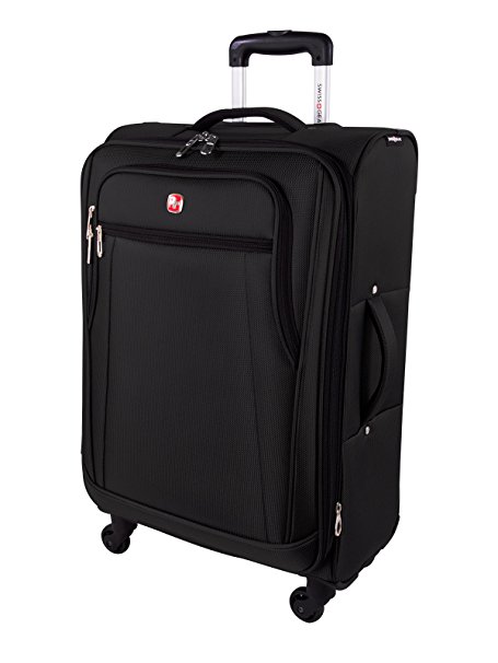 Swiss Gear Cross Country 24-Inch Upright with Expansion, Black, Checked - Medium