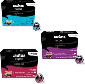 Lavazza Expert Capsules Variety Pack 30 pods - Classic, Intenso, Decaf, 10 x Pods Each, for LAVAZZA Coffee LB, Medium & Dark Roast, Full & Balanced Blend