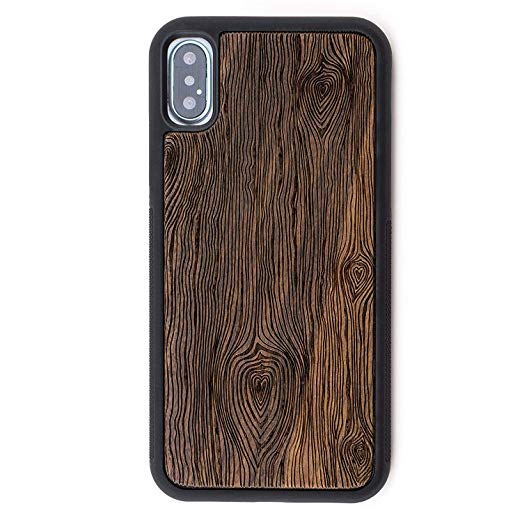 Wood Case Compatible with iPhone XR by Reveal Shop - Natural, Eco-Friendly Wooden Designs with Extra Protective, Shock Absorbing Inner Shell (Walnut, XR)