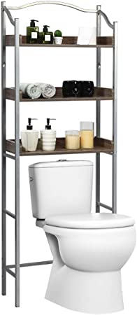 Giantex 3-Tier Over-The-Toilet Spacesaver w/Adjustable Bottom Bar, Bathroom Organizer Storage Shelf, Sturdy Metal Frame, Easy to Assemble, Freestanding Shelves for Bath Essentials (Silver)