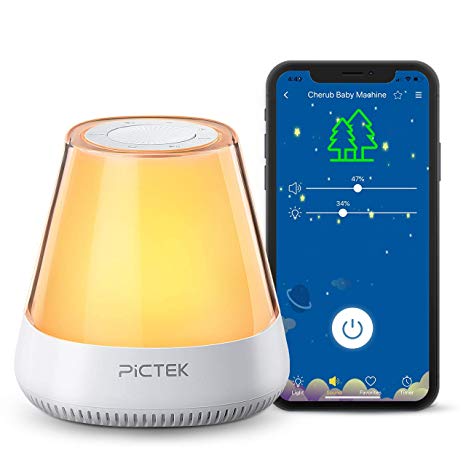 White Noise Machine, PICTEK Sound Machine with Night Light for Baby, 11 Non-Looping HiFi Sounds with Lullaby, Soothing Dimmable Lamp, Auto-Off Timer, Wake Up Function for Nuresy, Kids Sleeping