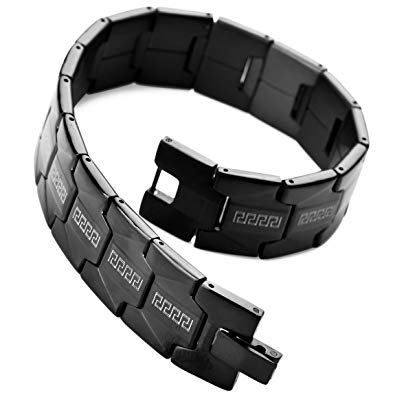 INBLUE Men's Stainless Steel Bracelet Link Black Greek