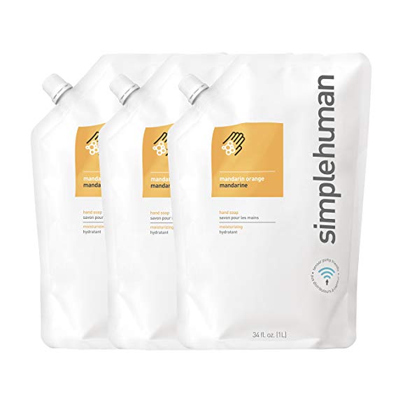 simplehuman Mandarin Moisturizing Liquid Hand Soap 34 Fl. Oz. Refill Pouch (Pack of 3)