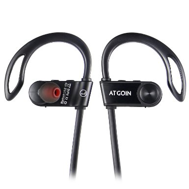 ATGOIN BH-01 Bluetooth Headphones Comfortable Sweatproof Sports Wireless Earbuds Noise Cancelling with Mic Pairing all iPhone & Android models Headset Fits all Indoor & Outdoor Activities, Black