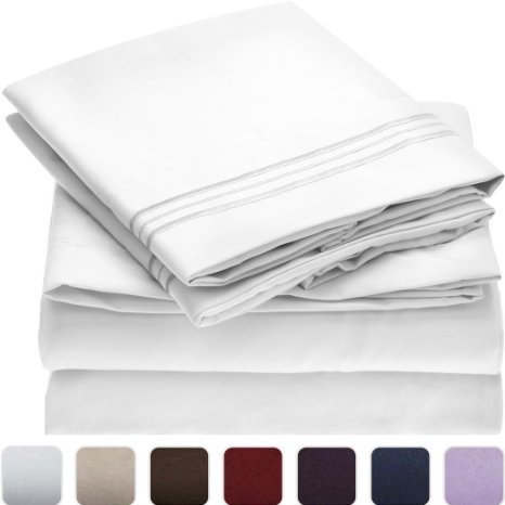 Mayfair Linen 100% Egyptian Cotton - 500 Thread Count 4 Piece Sheet Set- Color White,Size Queen